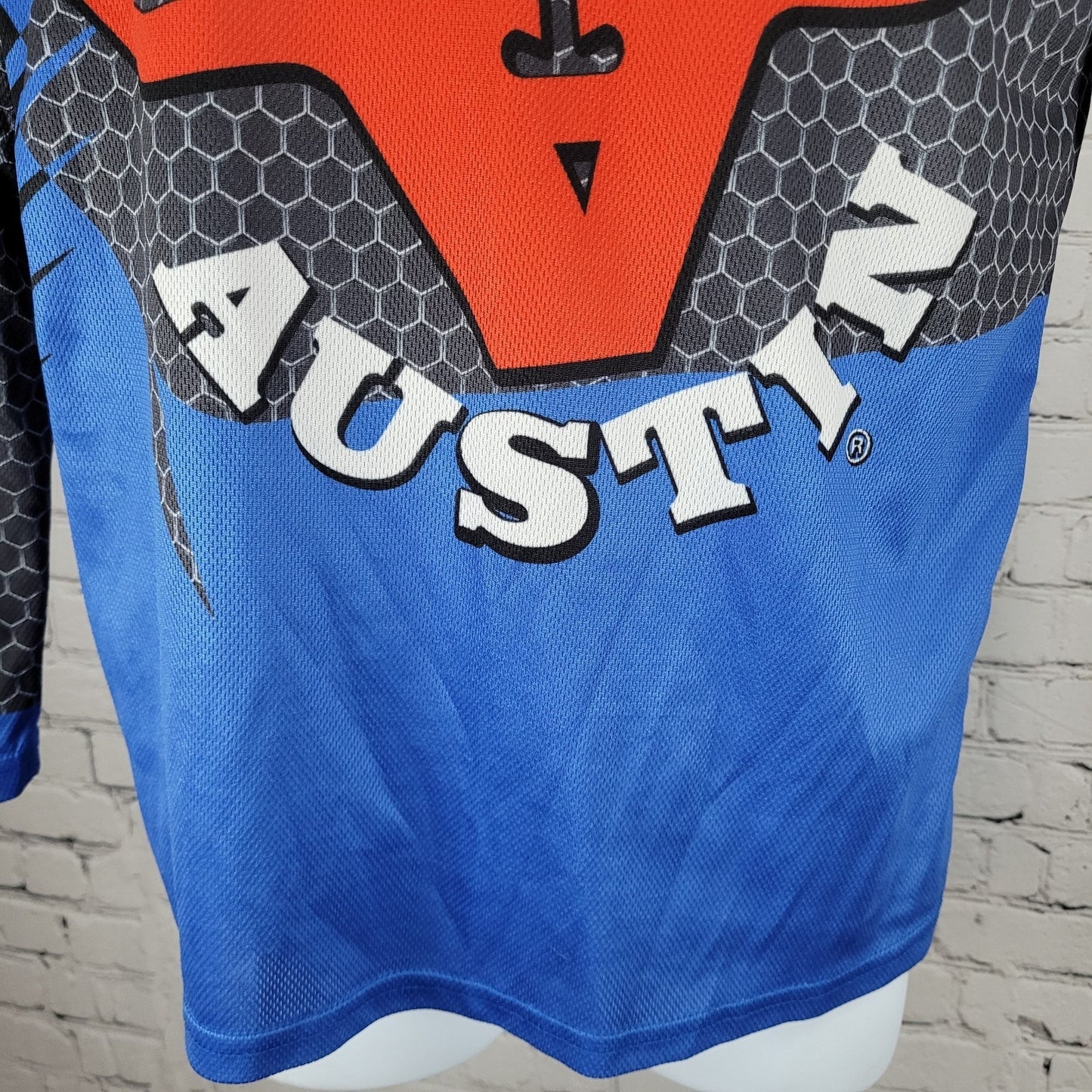 Rodeo Austin Texas USA Grey Blue Bullfighter Jersey Long Sleeve Shirt Small S
