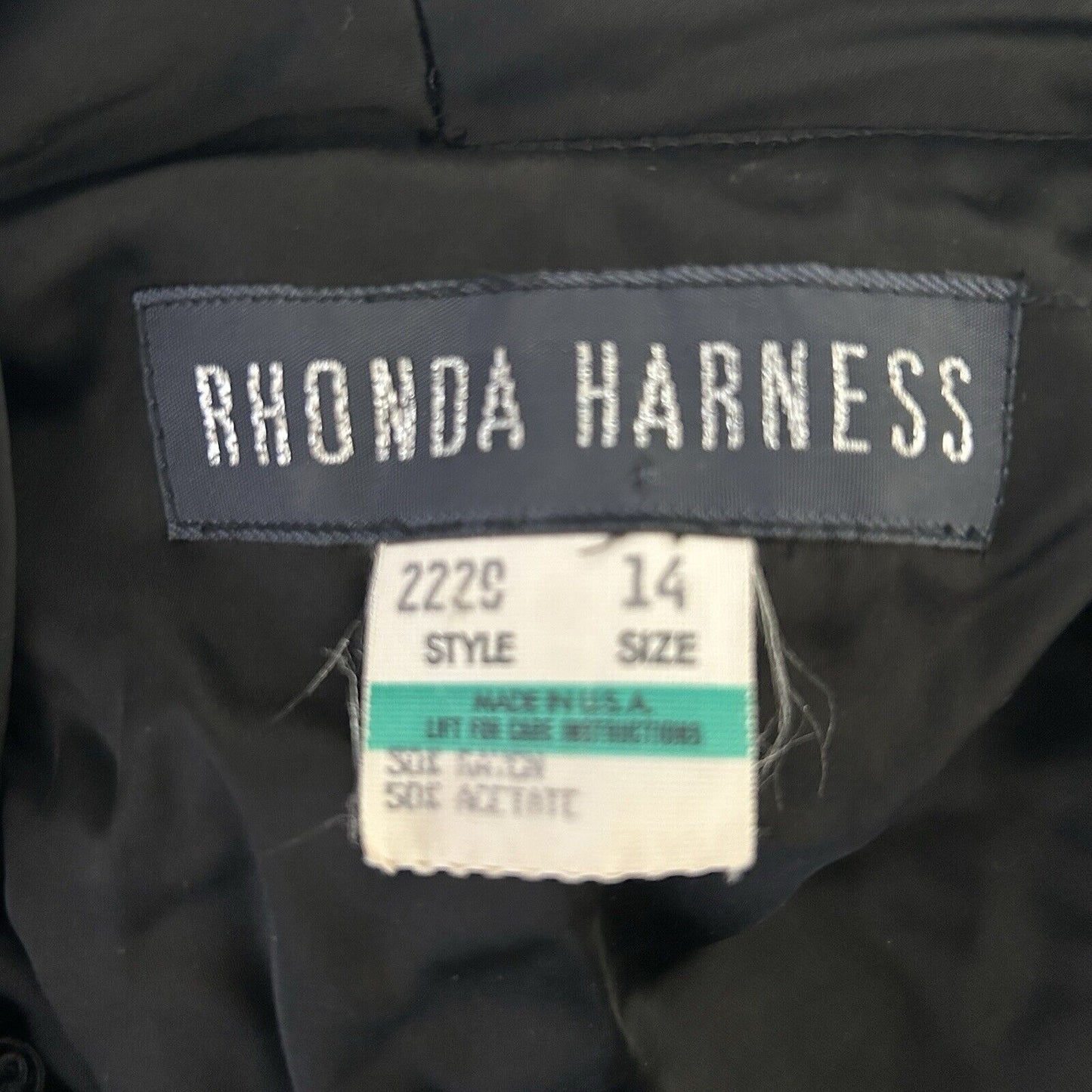 VTG Rhonda Harness Black Beaded Cowl Collar Double Breasted Blazer Size 14
