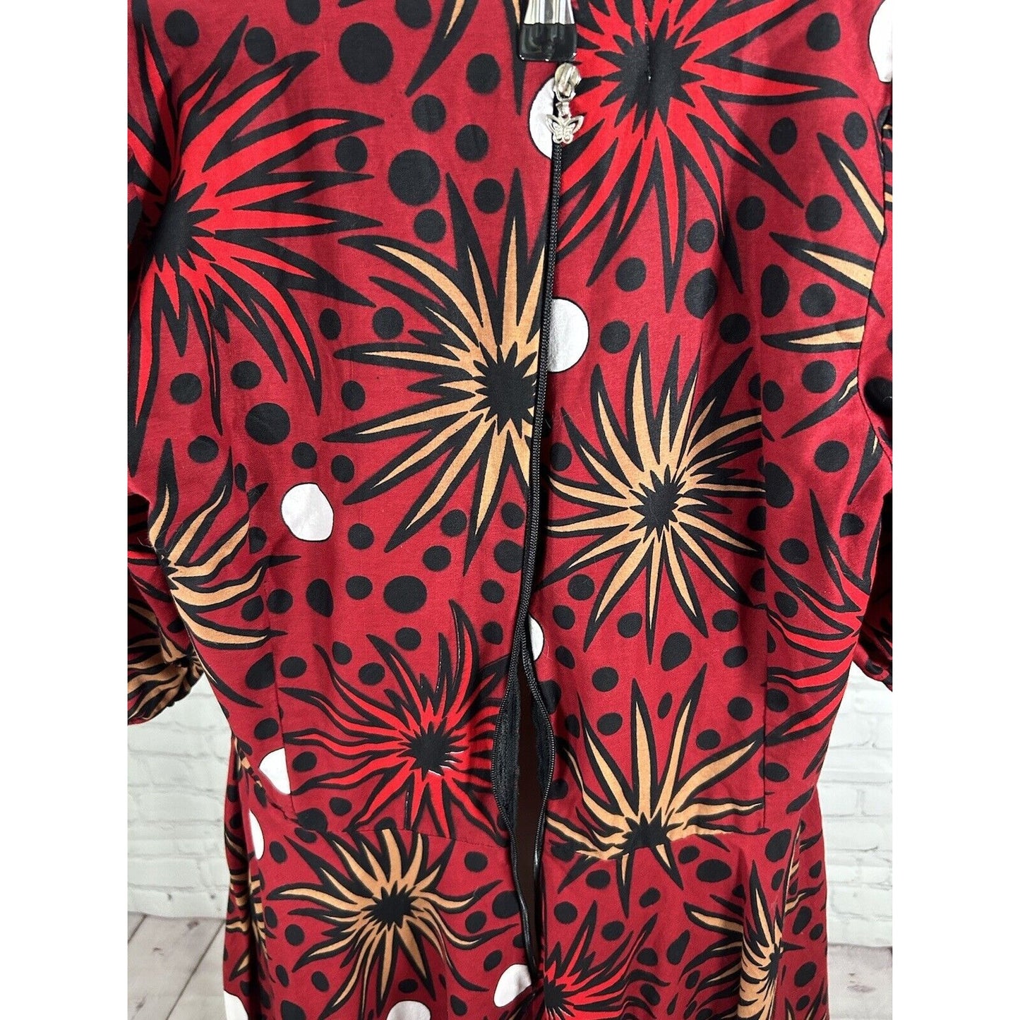 Heritage Clothings Handmade In Africa Poof Sleeve Hi-Low Dress Red W/ Pockets XL