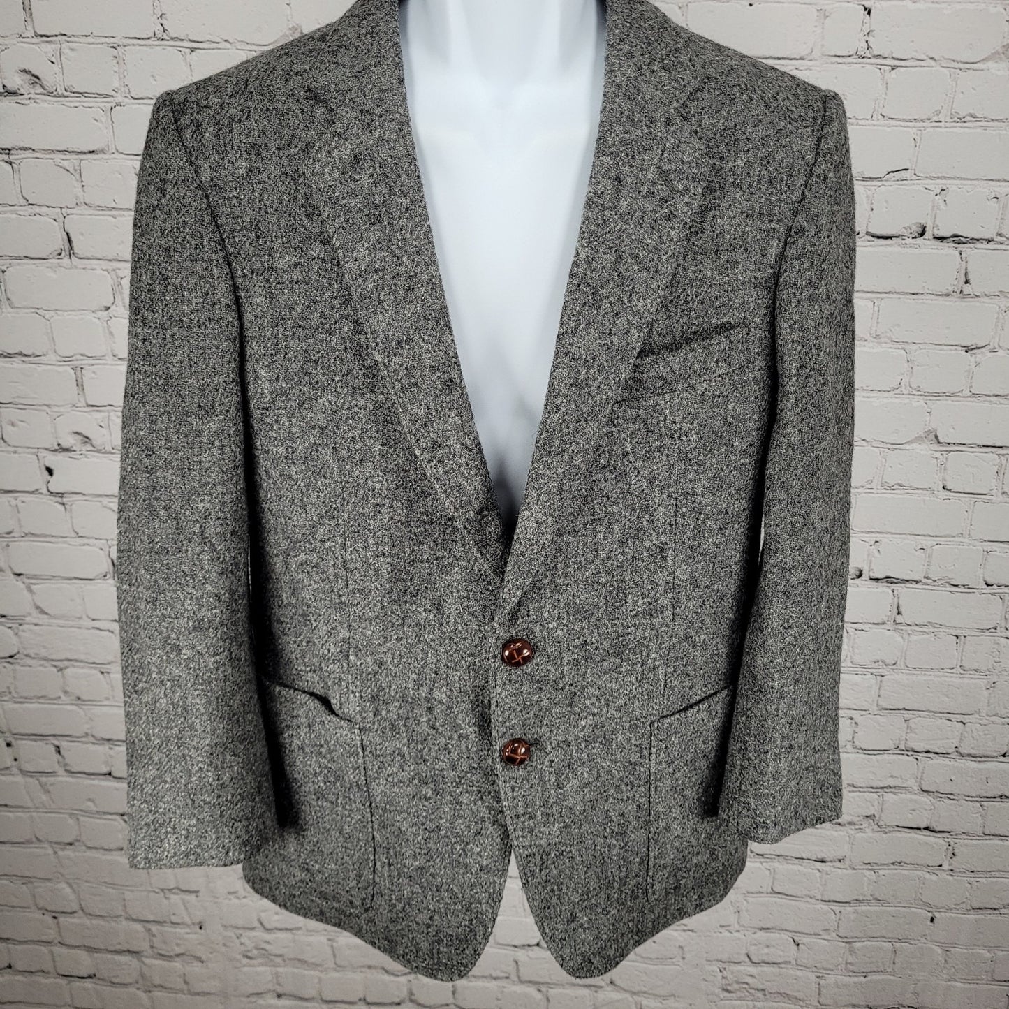 Harris Tweed Grey 100% Wool Handwoven 2 Button Vented Sport Coat Jacket Size 39