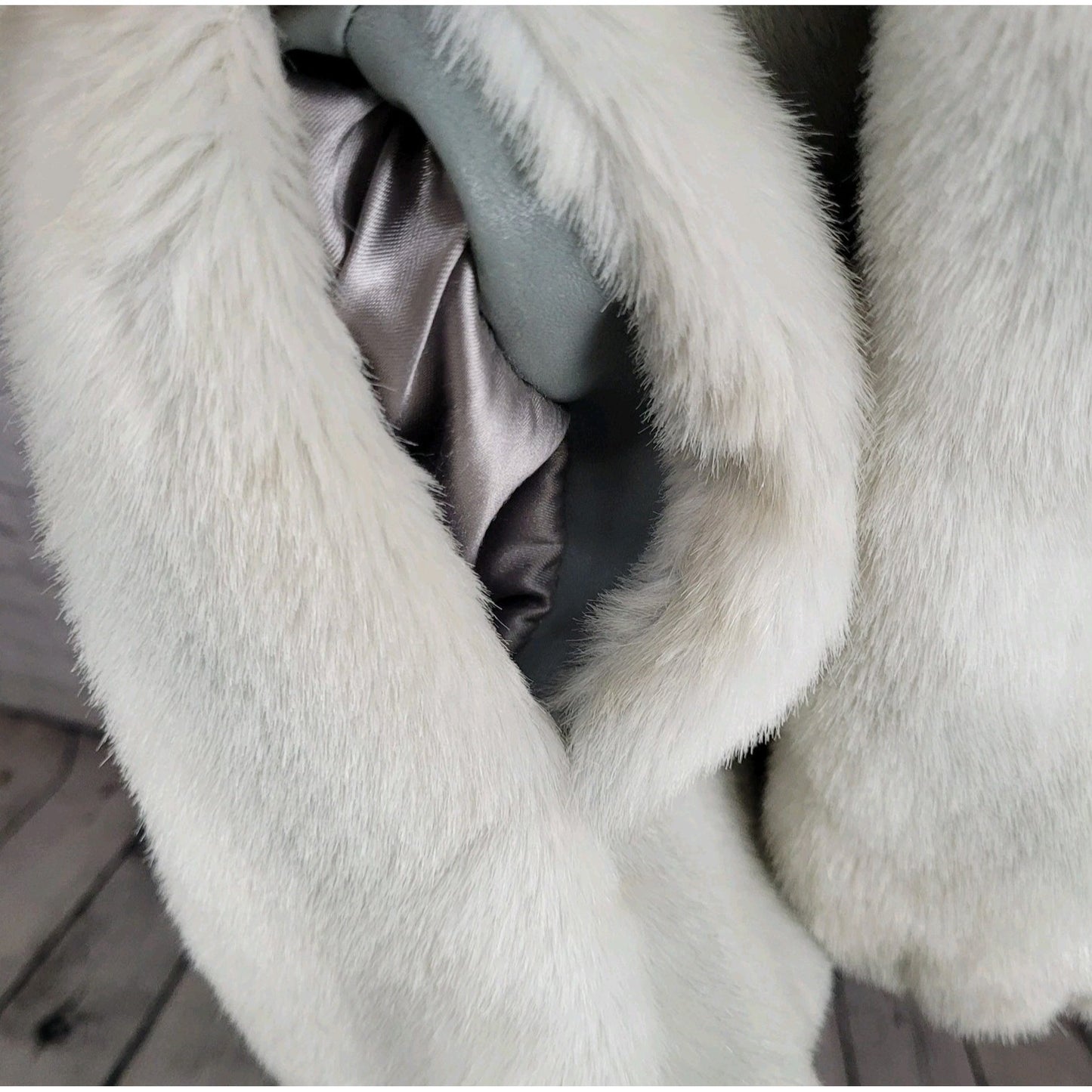 VTG Dubrowsky & Perlbinder Tissavel Grey Faux Fur Toggle Coat Union USA Size 14