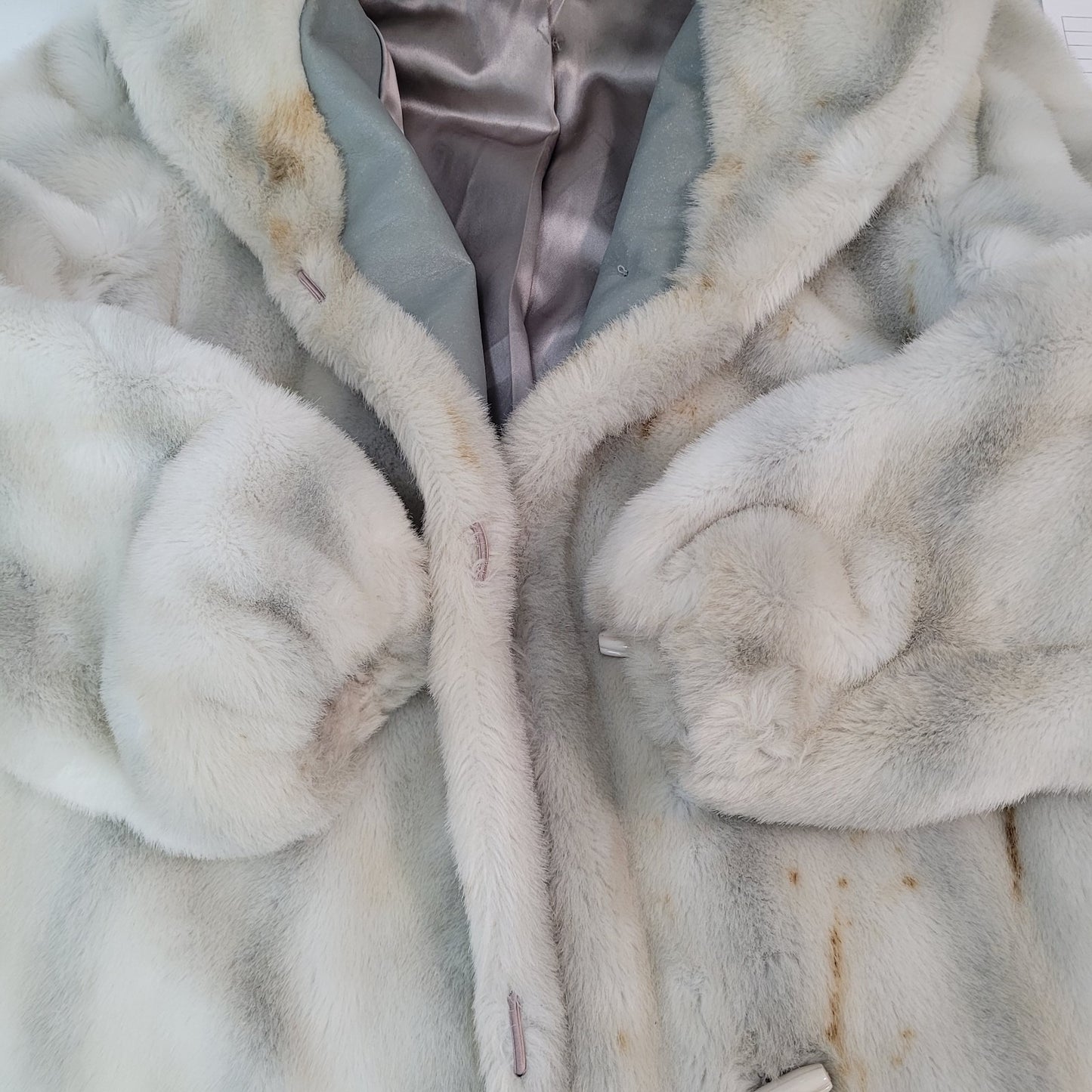 VTG Dubrowsky & Perlbinder Tissavel Grey Faux Fur Toggle Coat Union USA Size 14