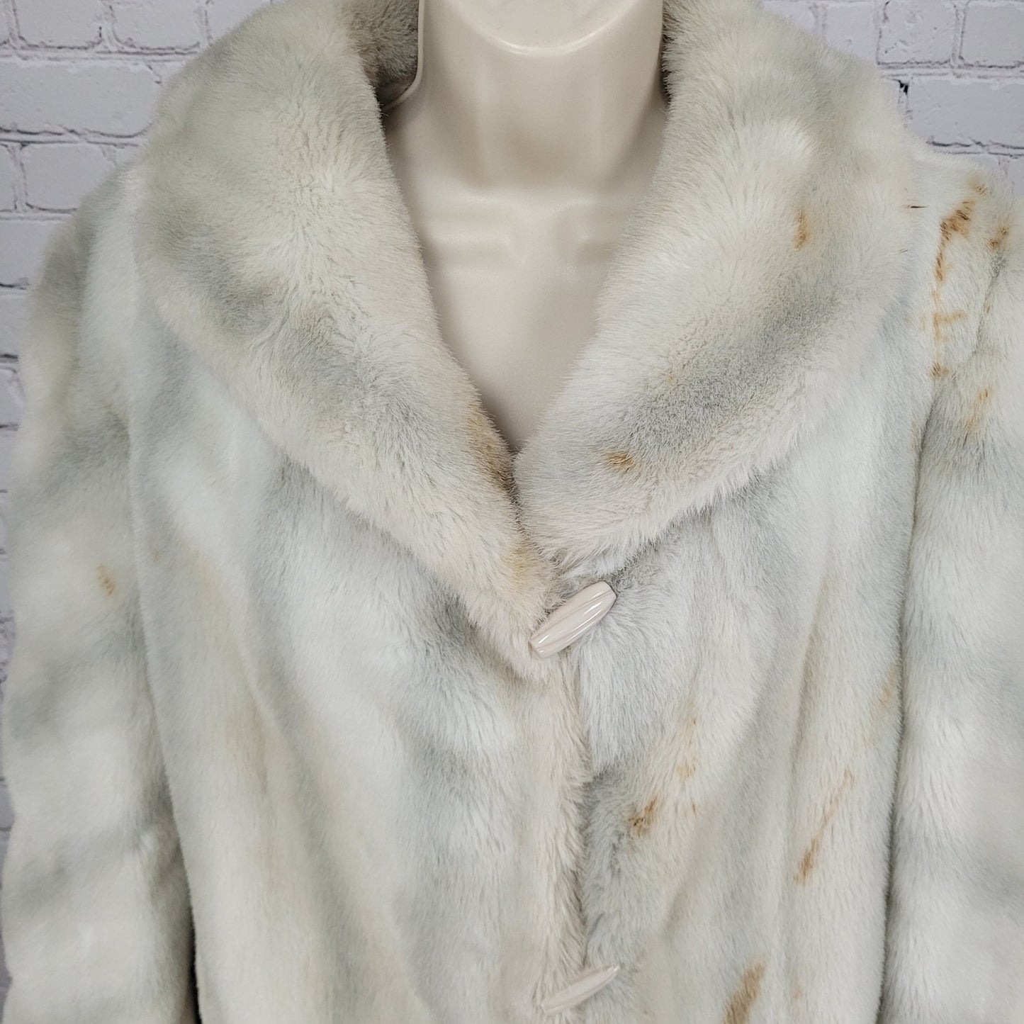 VTG Dubrowsky & Perlbinder Tissavel Grey Faux Fur Toggle Coat Union USA Size 14