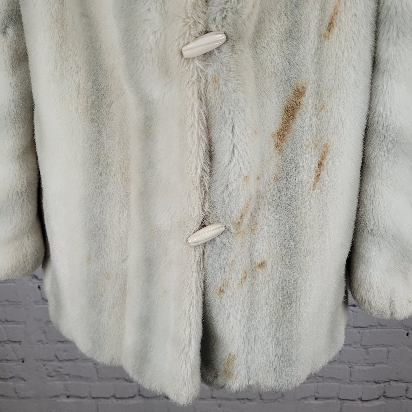 VTG Dubrowsky & Perlbinder Tissavel Grey Faux Fur Toggle Coat Union USA Size 14