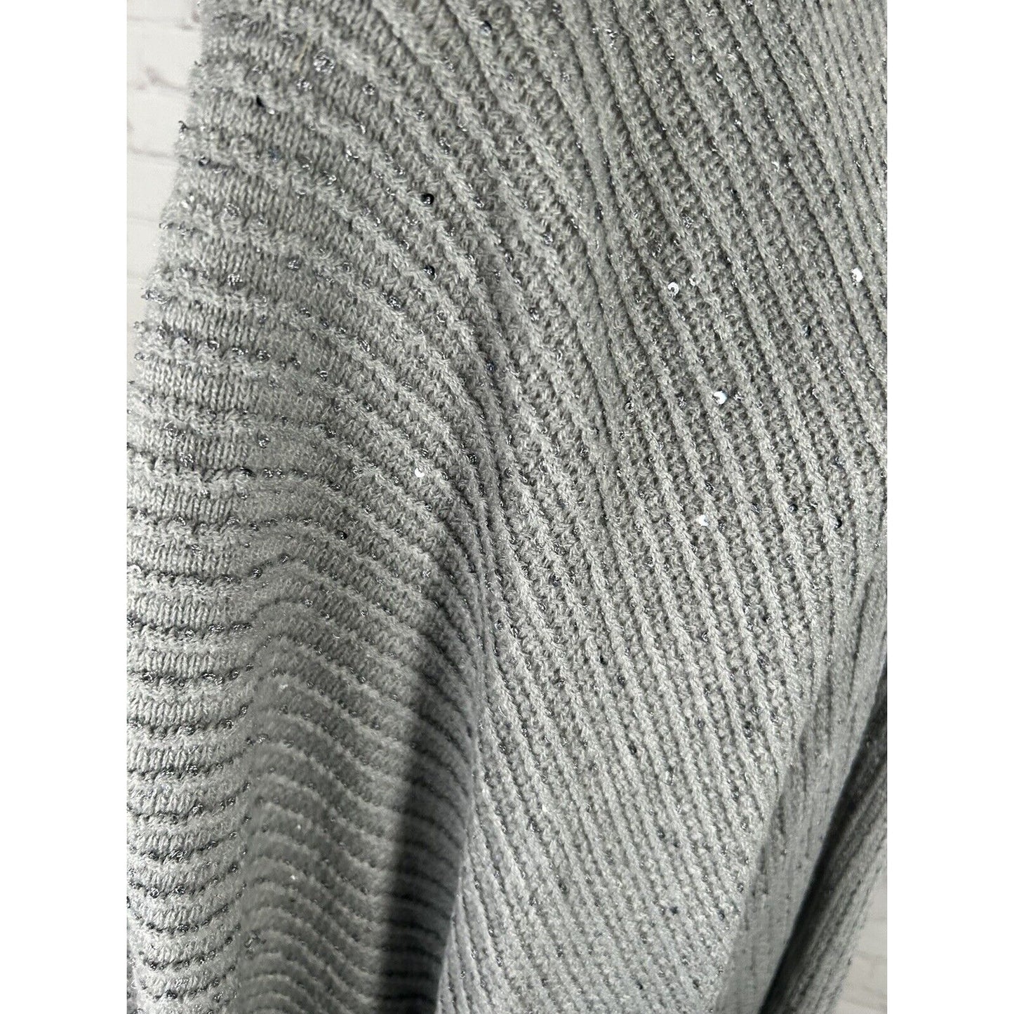 29 Palms Gray Sequined Knit Wrap Shawl With Fringe Women’s One Size