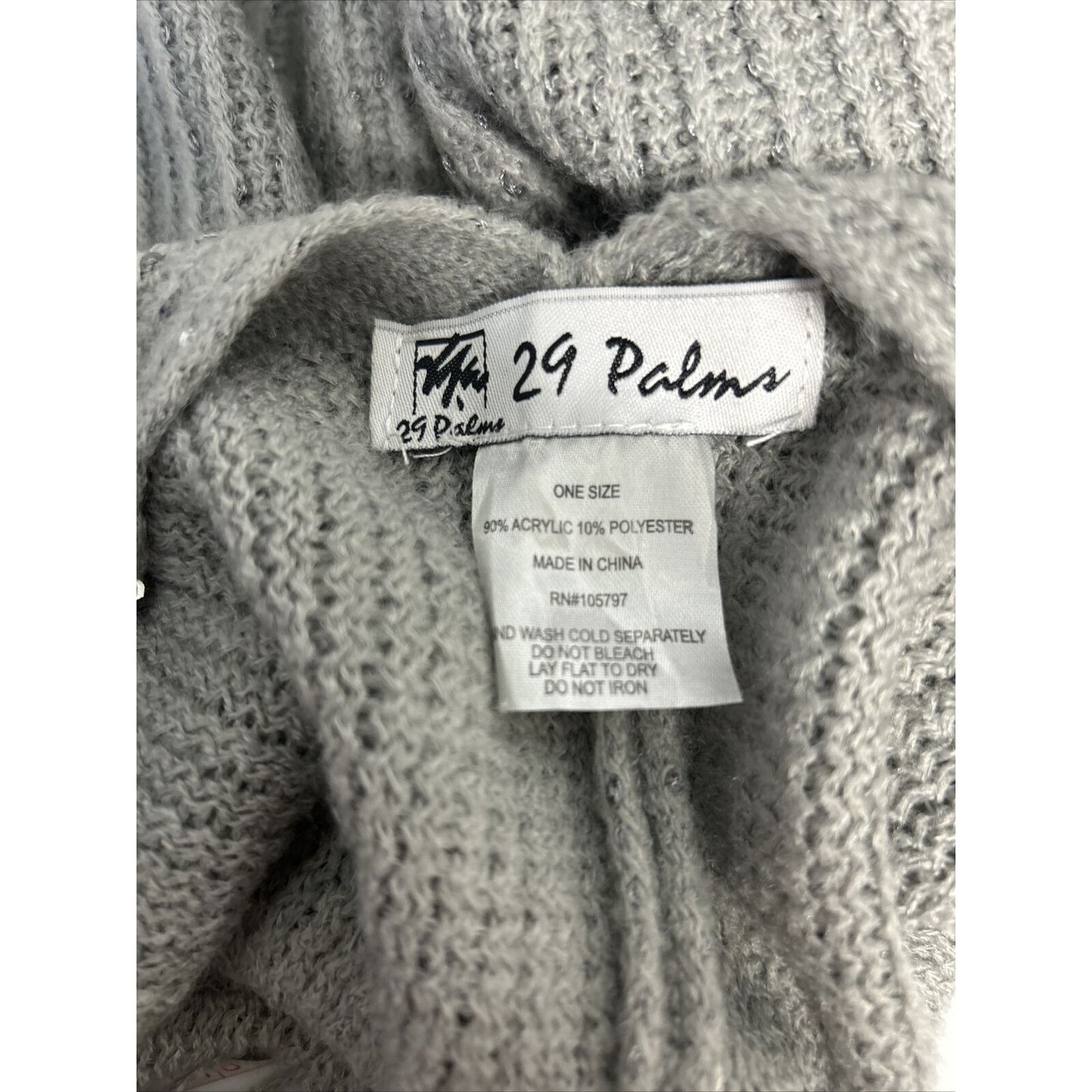 29 Palms Gray Sequined Knit Wrap Shawl With Fringe Women’s One Size