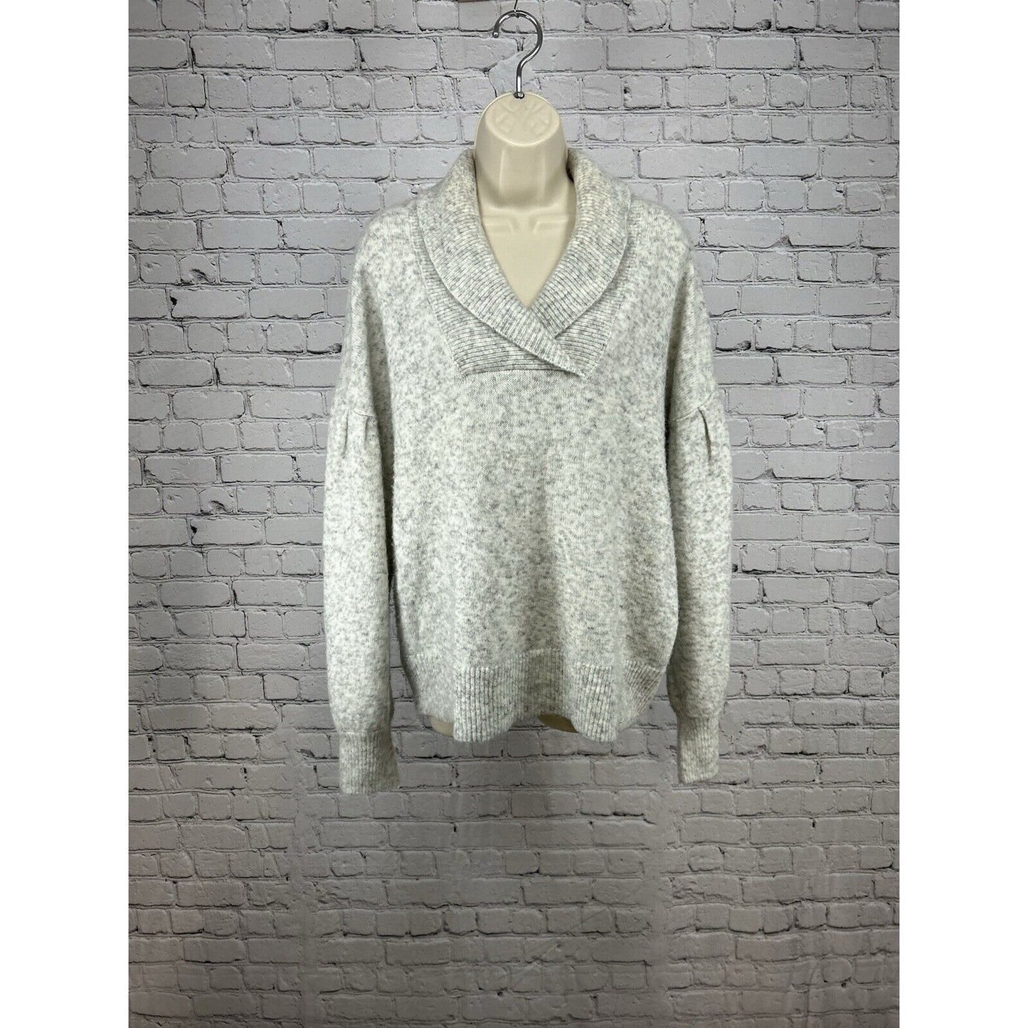 Madewell Light Gray V Neck Pullover Drop Shoulder Knit Sweater XL