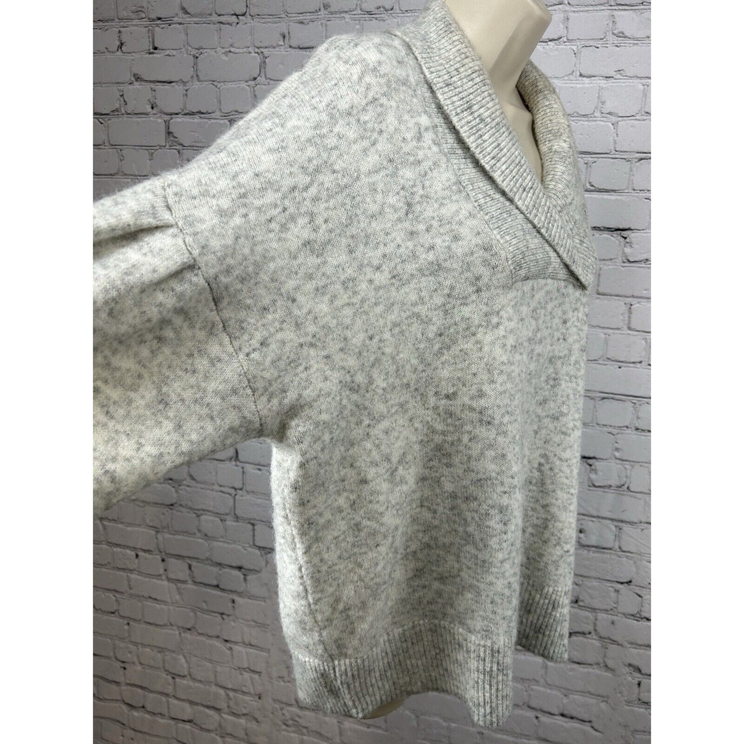 Madewell Light Gray V Neck Pullover Drop Shoulder Knit Sweater XL