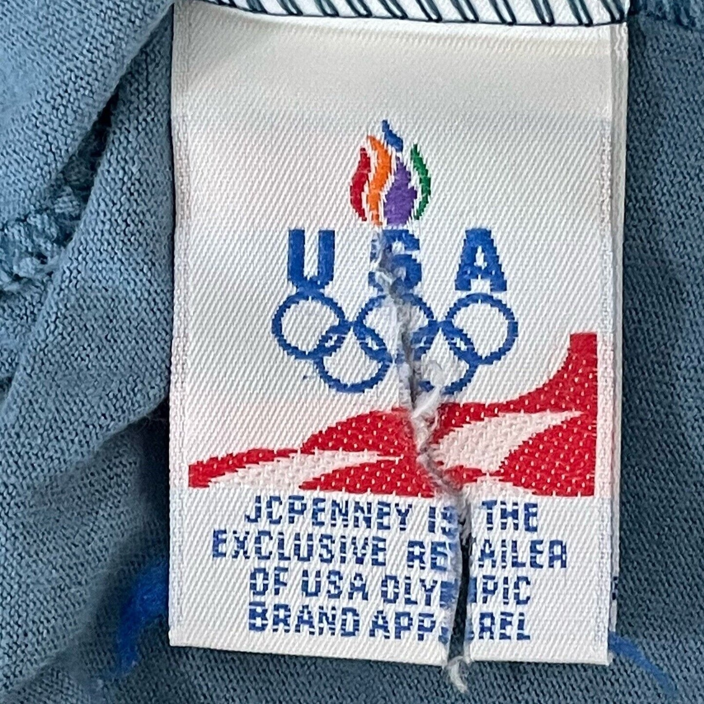 1992 USA Olympic Blue 100% Cotton Lightweight Hi-rise Elastic Pants Size Large L