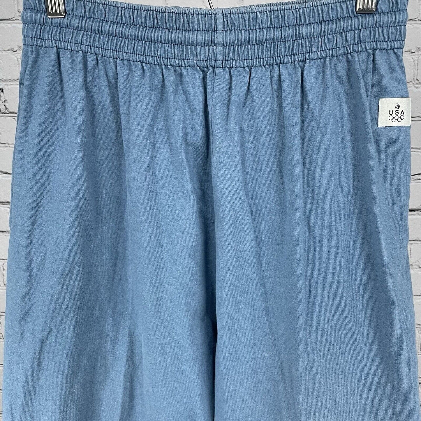 1992 USA Olympic Blue 100% Cotton Lightweight Hi-rise Elastic Pants Size Large L