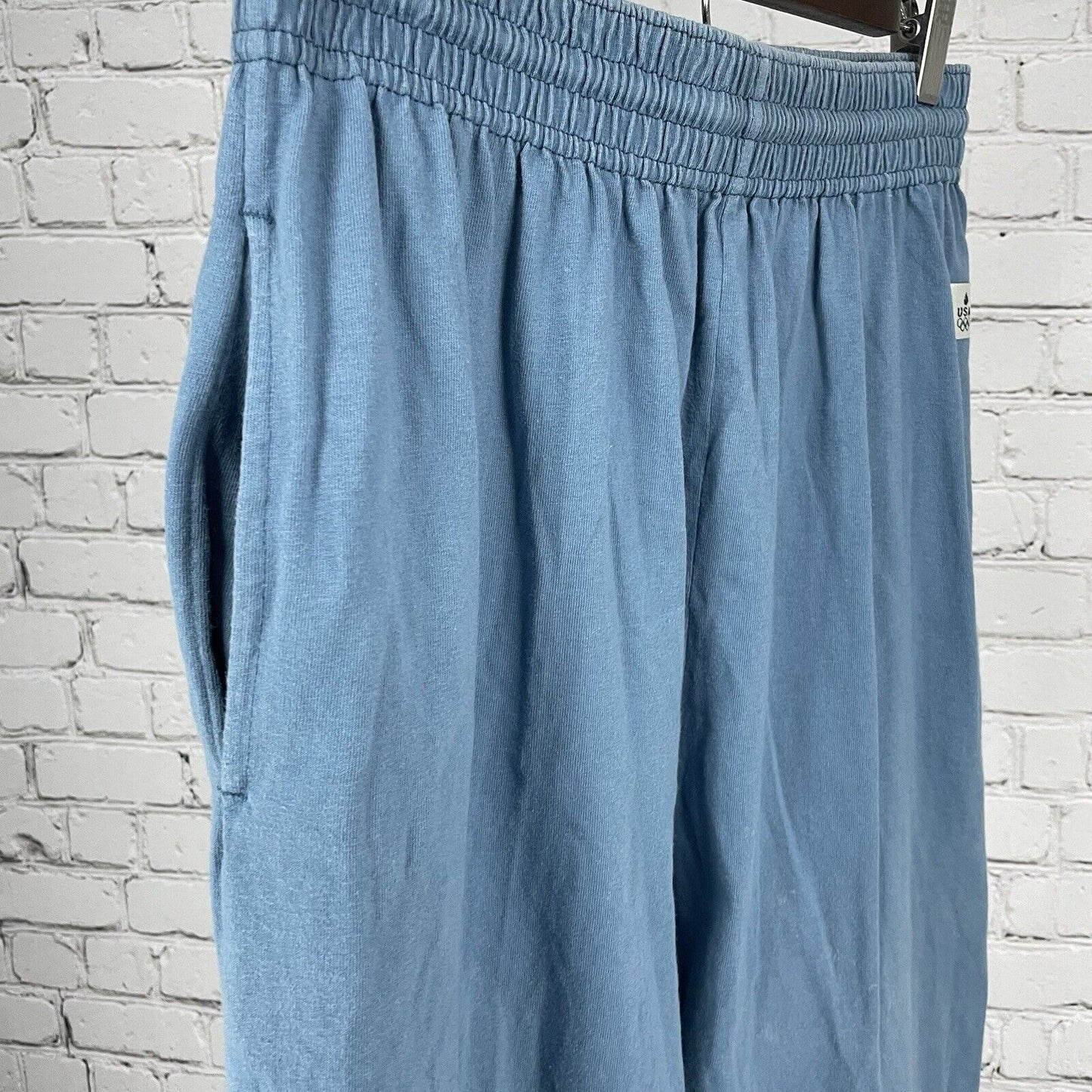 1992 USA Olympic Blue 100% Cotton Lightweight Hi-rise Elastic Pants Size Large L
