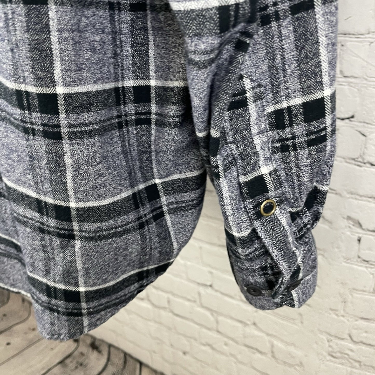 Samuel Adams Brist MFG Grey Plaid Flannel Button Up Long Sleeve Shirt Size XXL