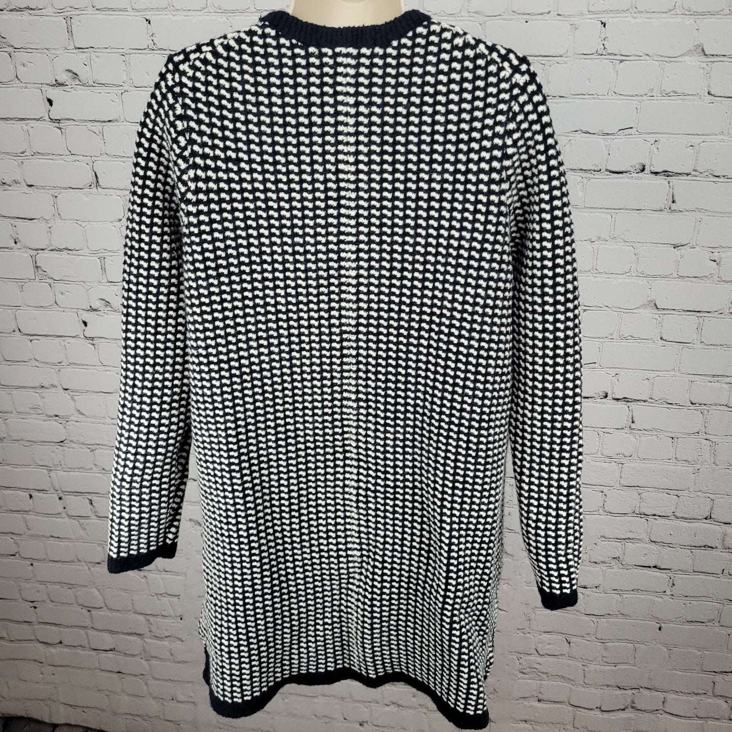 Boden Ivory & Navy Wool Alpaca Blend Knit Heavyweight Sweater Dress Size 10R