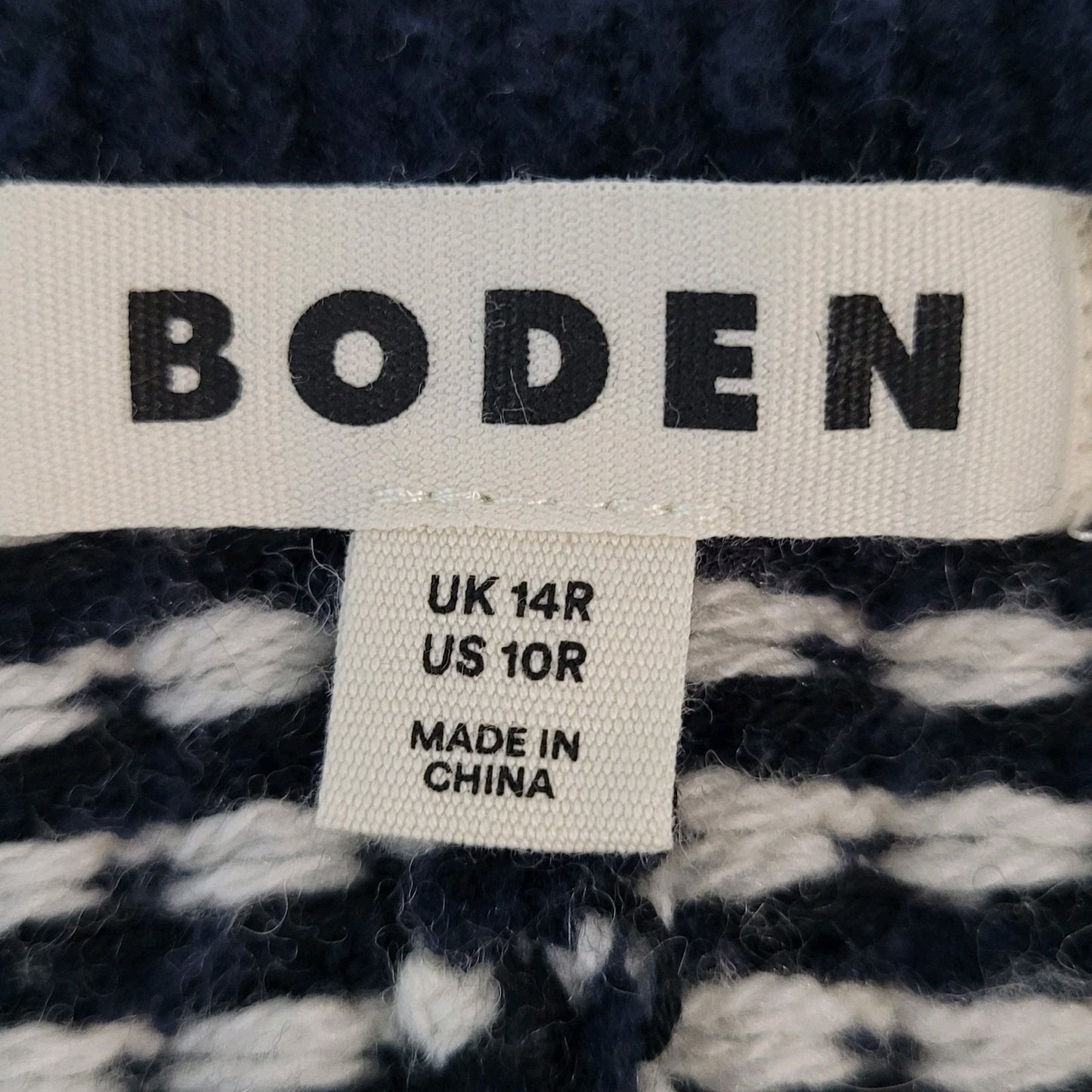 Boden Ivory & Navy Wool Alpaca Blend Knit Heavyweight Sweater Dress Size 10R