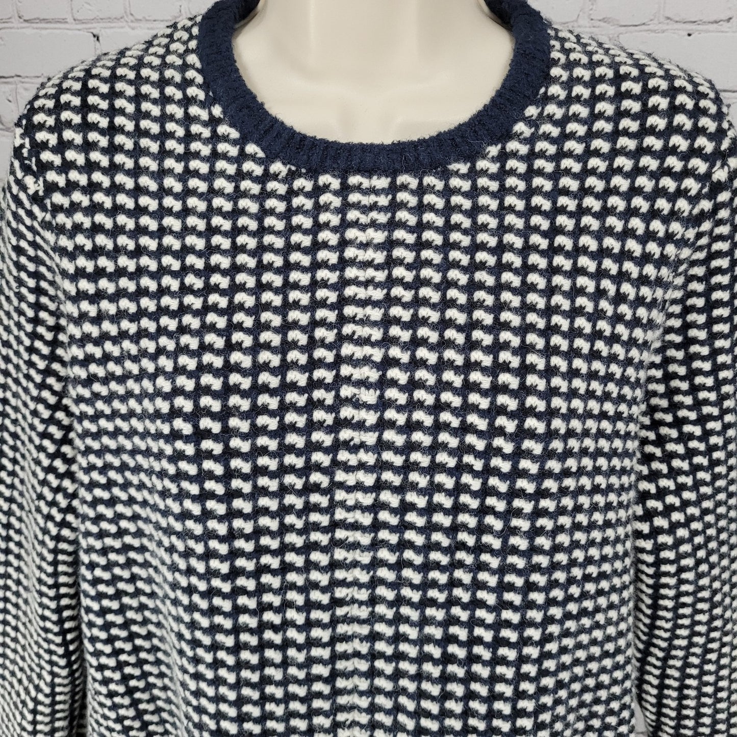 Boden Ivory & Navy Wool Alpaca Blend Knit Heavyweight Sweater Dress Size 10R