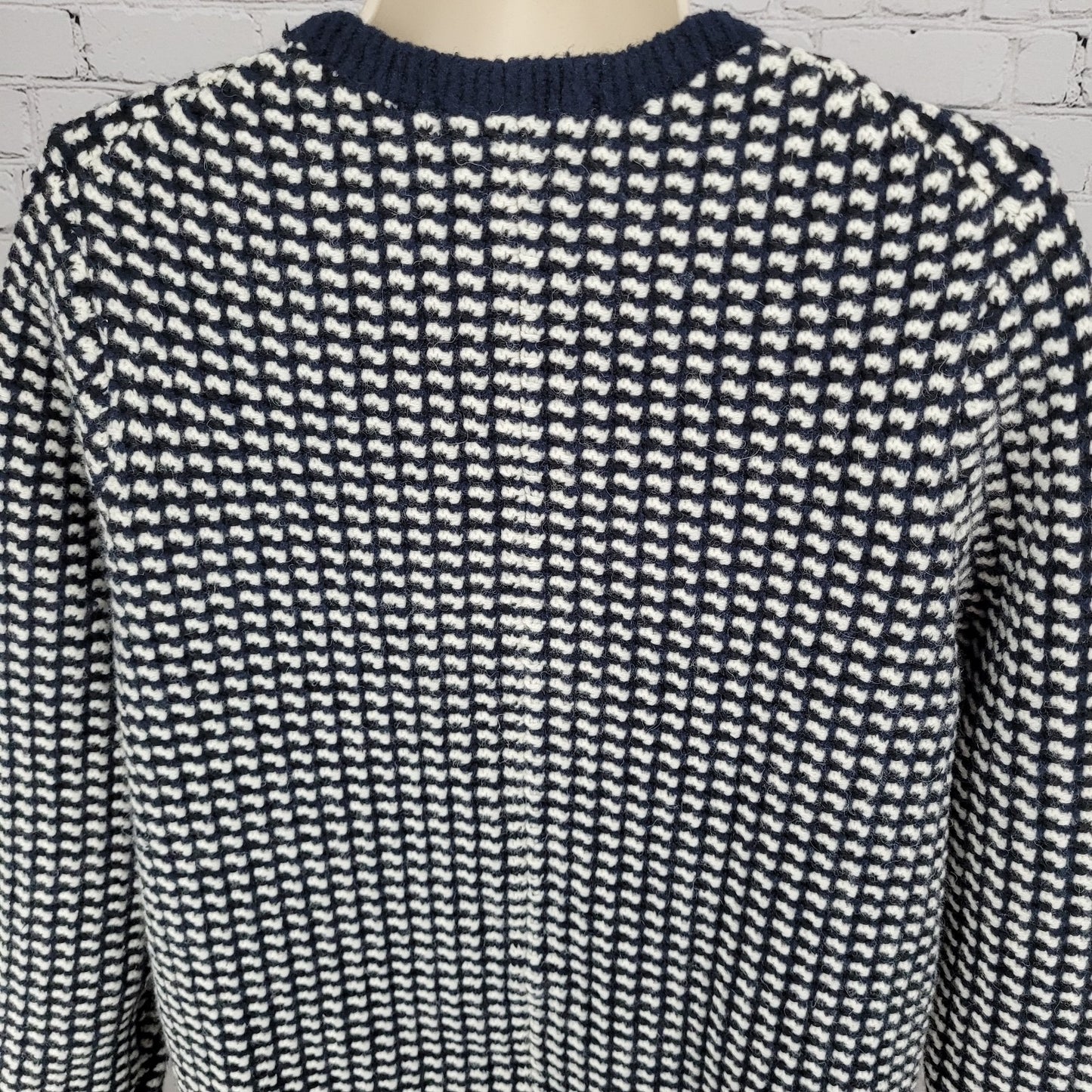 Boden Ivory & Navy Wool Alpaca Blend Knit Heavyweight Sweater Dress Size 10R
