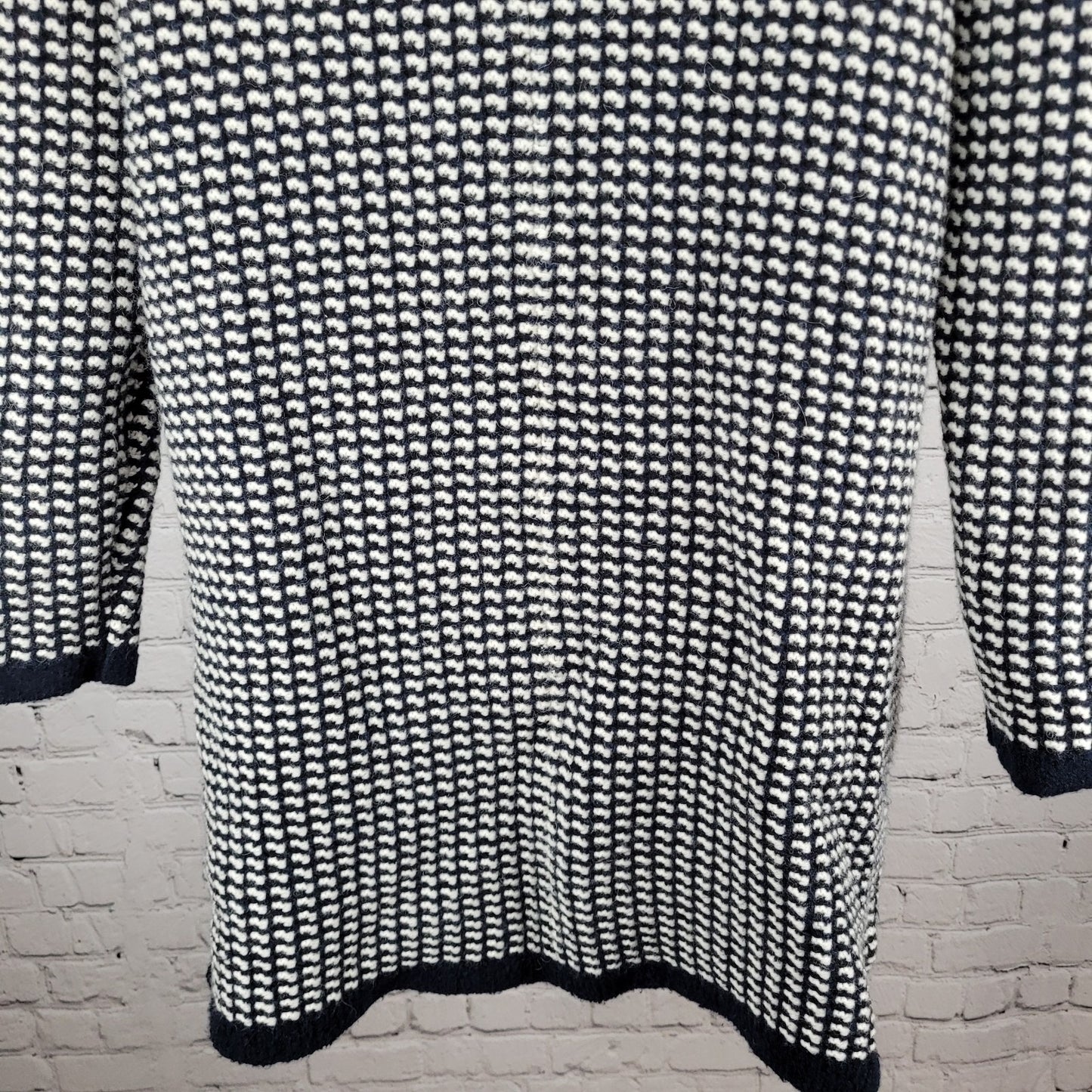 Boden Ivory & Navy Wool Alpaca Blend Knit Heavyweight Sweater Dress Size 10R