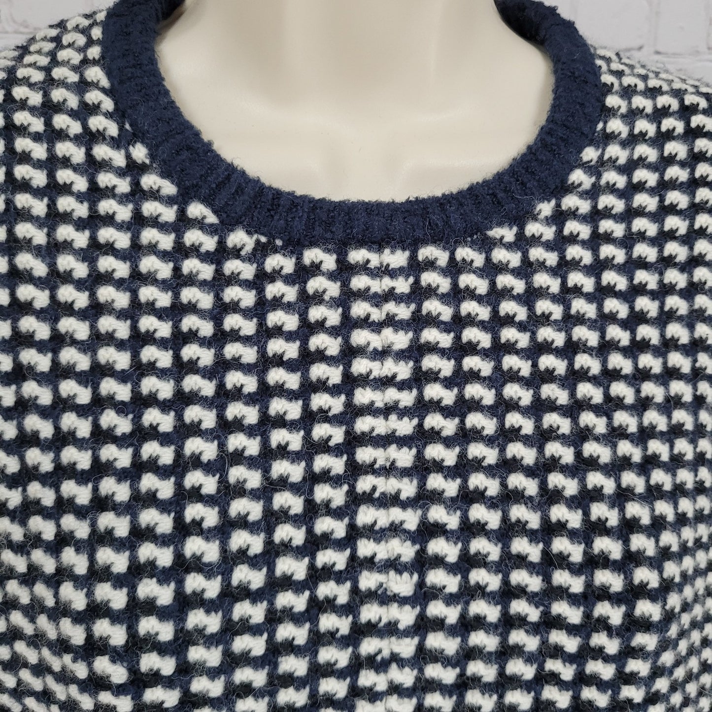 Boden Ivory & Navy Wool Alpaca Blend Knit Heavyweight Sweater Dress Size 10R