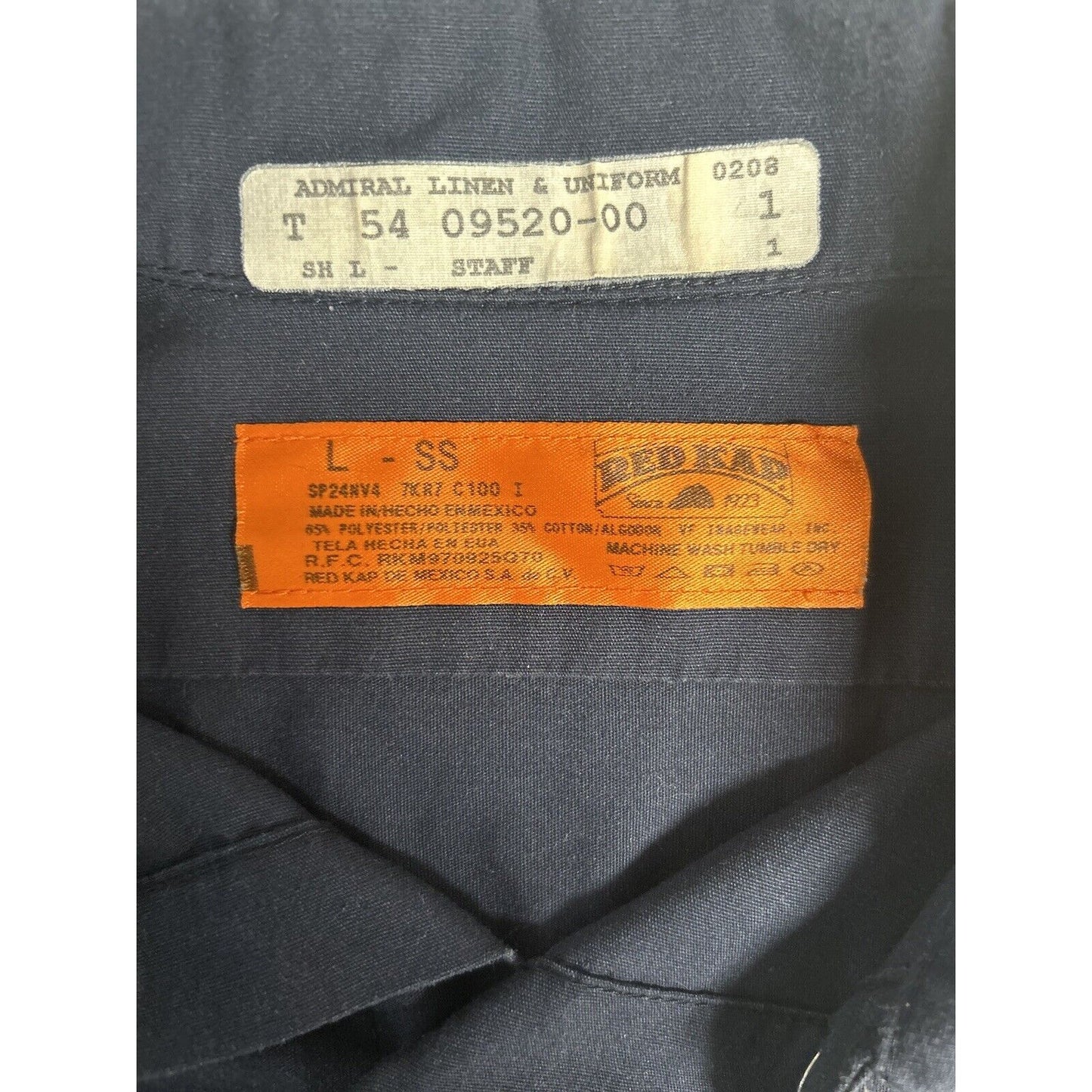 Coffee Techs Admiral Linen & Uniform Blue Button Up Collard Shirt Size Large L