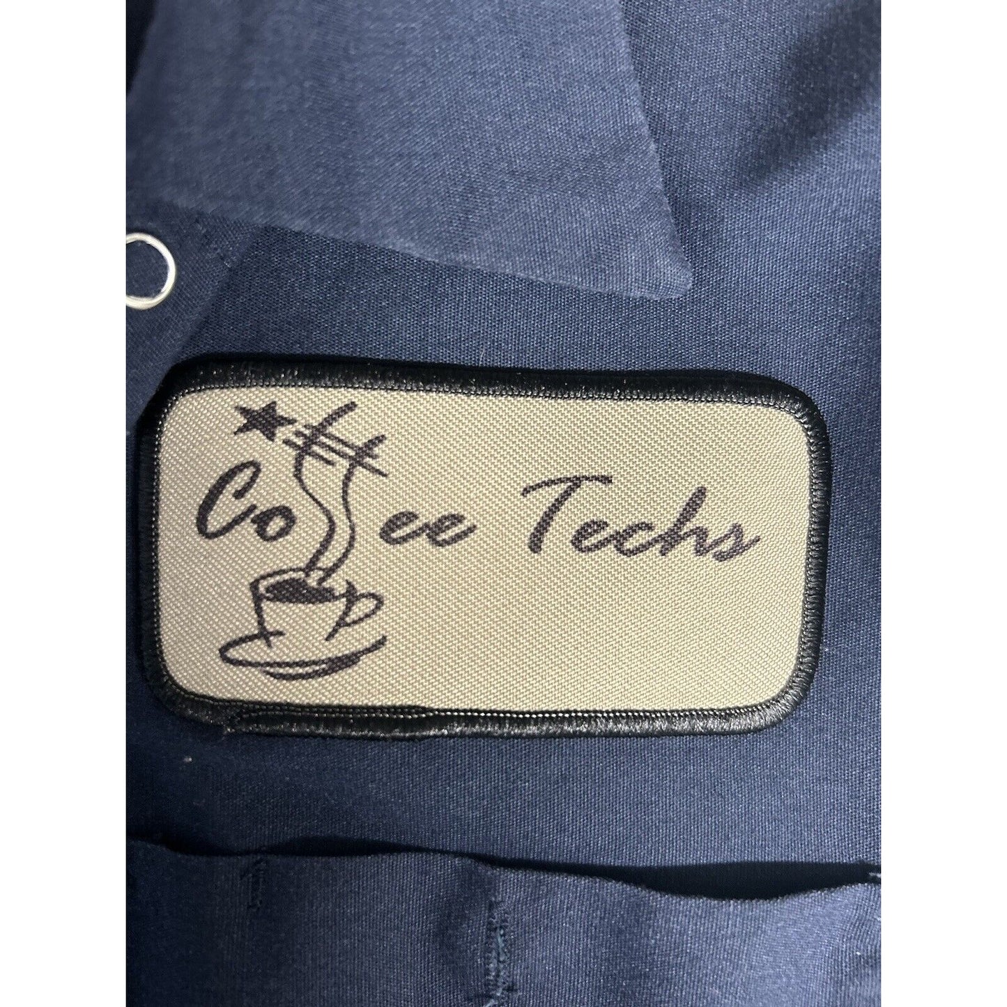Coffee Techs Admiral Linen & Uniform Blue Button Up Collard Shirt Size Large L