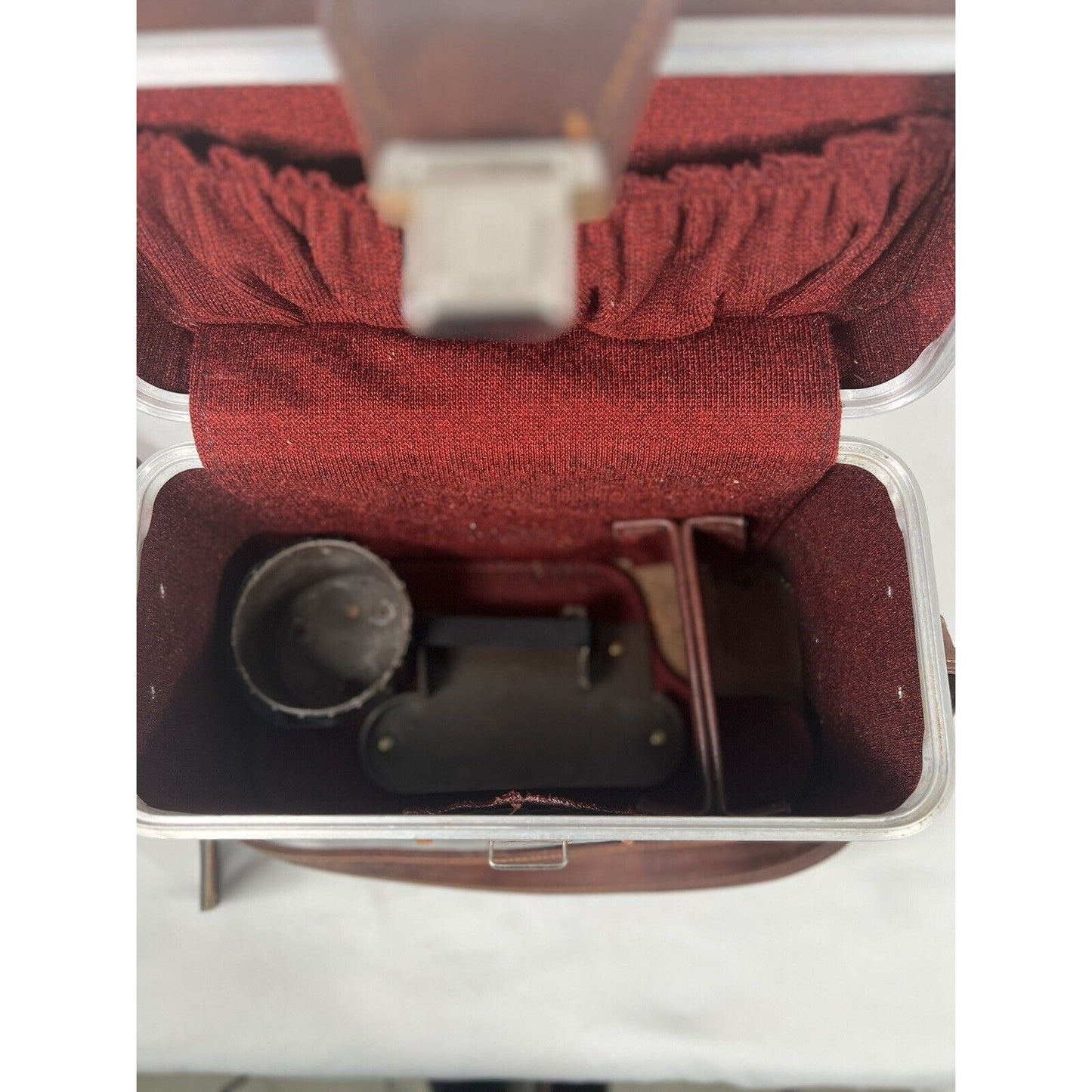 Vintage Leather Camera Bag Prop Case Red Interior Made In Italy 12”x 6”x 8”
