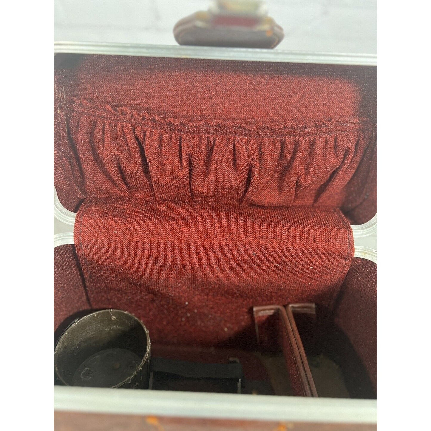 Vintage Leather Camera Bag Prop Case Red Interior Made In Italy 12”x 6”x 8”