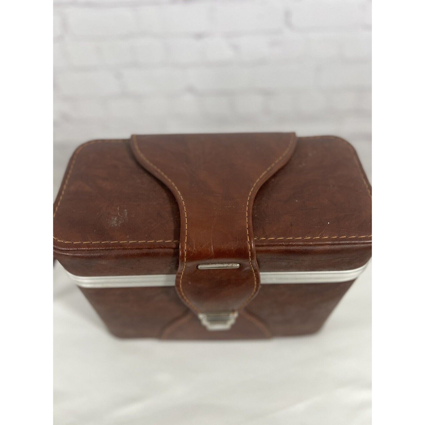 Vintage Leather Camera Bag Prop Case Red Interior Made In Italy 12”x 6”x 8”
