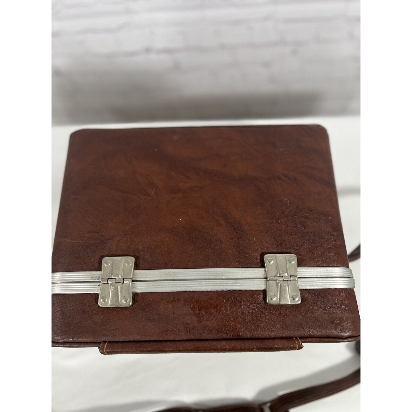 Vintage Leather Camera Bag Prop Case Red Interior Made In Italy 12”x 6”x 8”