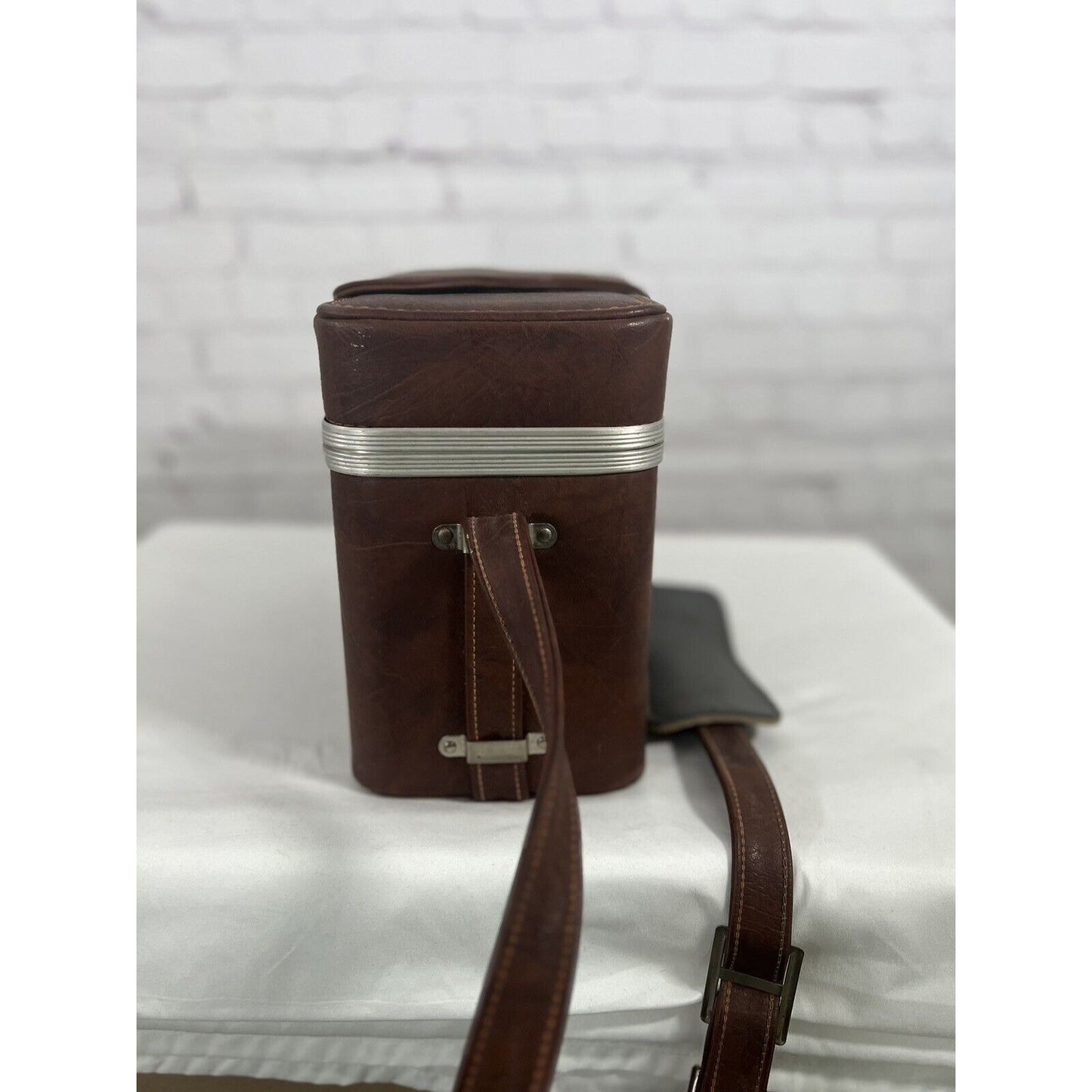 Vintage Leather Camera Bag Prop Case Red Interior Made In Italy 12”x 6”x 8”