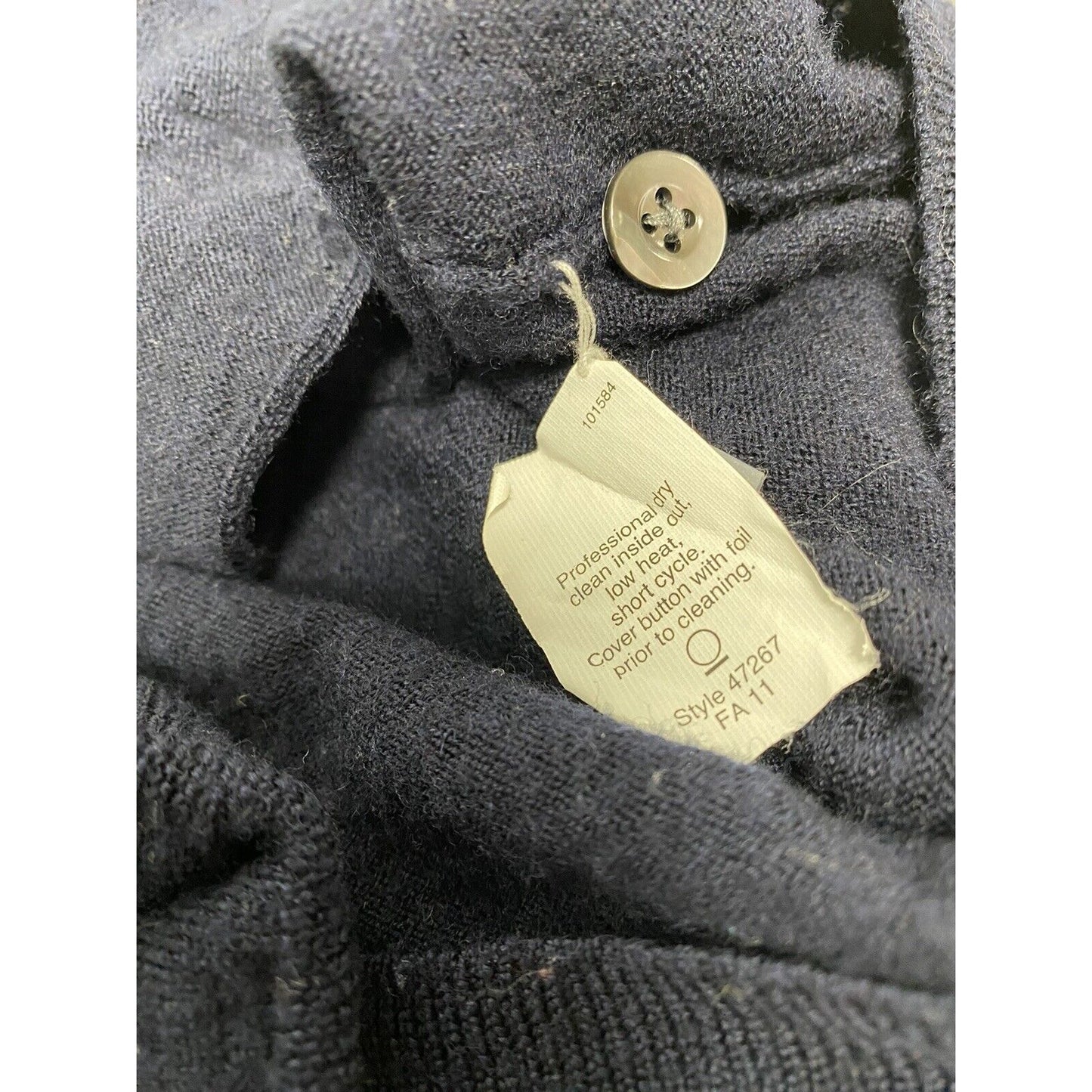 J. Crew Navy Blue Oversized Button Up V Neck Knit Sweater Cardigan Womens S *hole