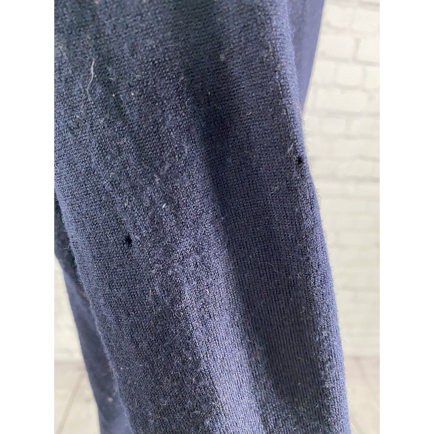 J. Crew Navy Blue Oversized Button Up V Neck Knit Sweater Cardigan Womens S *hole