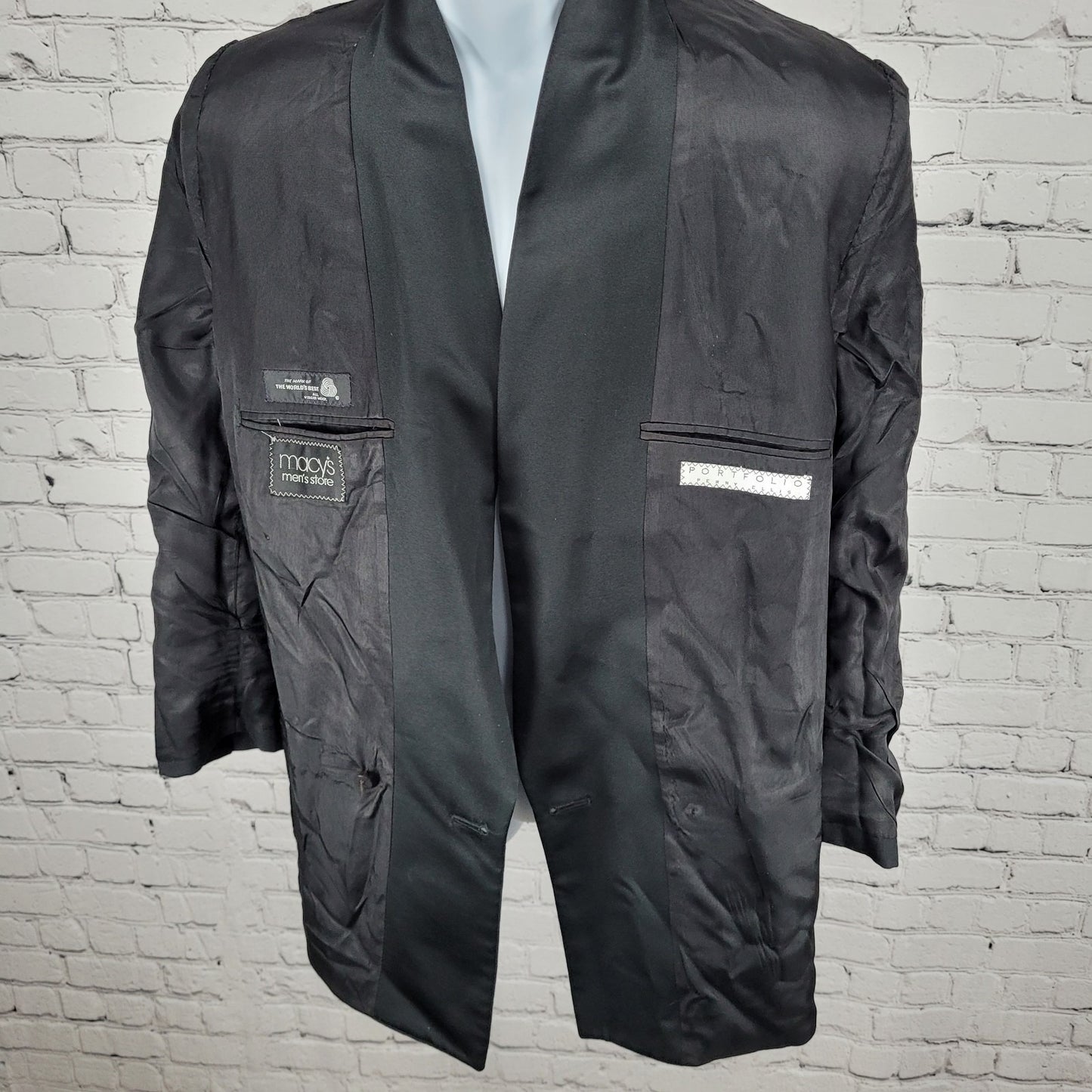 VTG Portfolio Perry Ellis Wool Double Breasted Tuxedo Jacket USA Made Size 40S