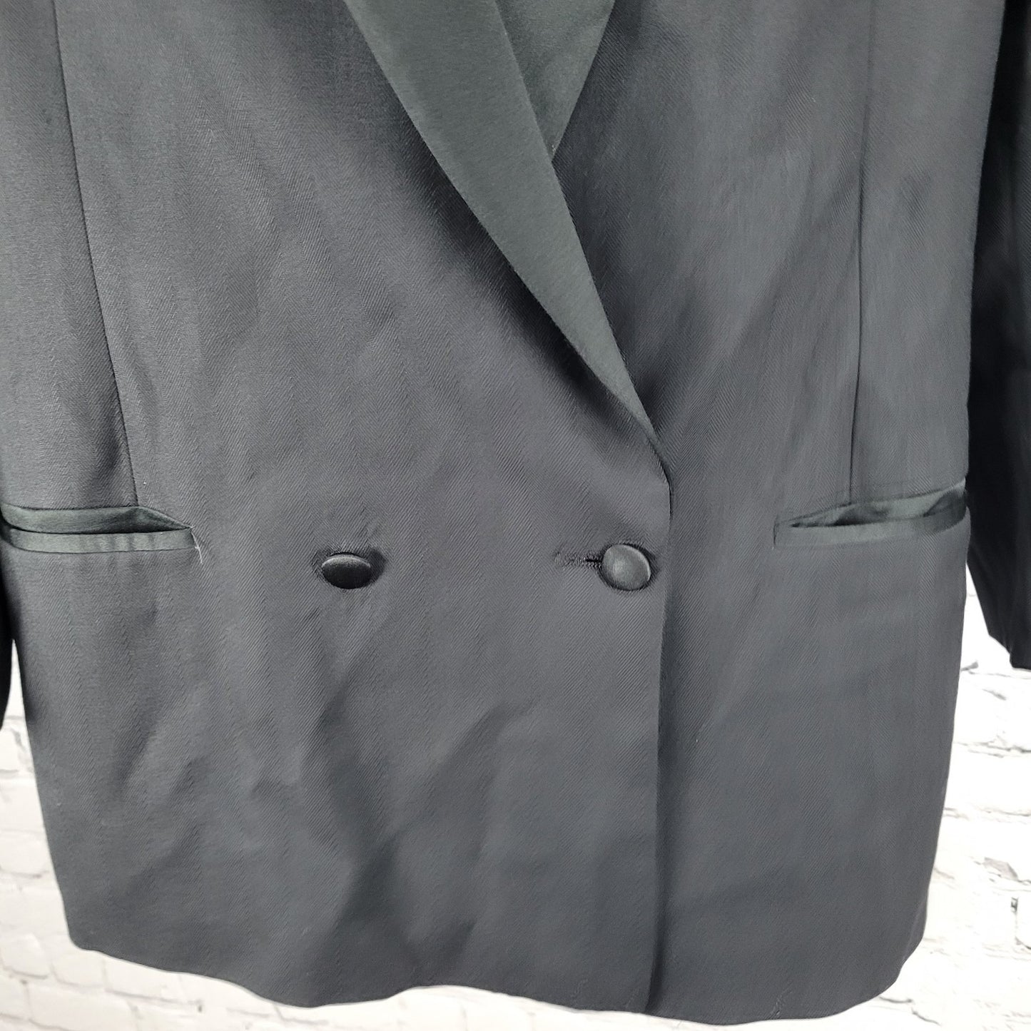 VTG Portfolio Perry Ellis Wool Double Breasted Tuxedo Jacket USA Made Size 40S