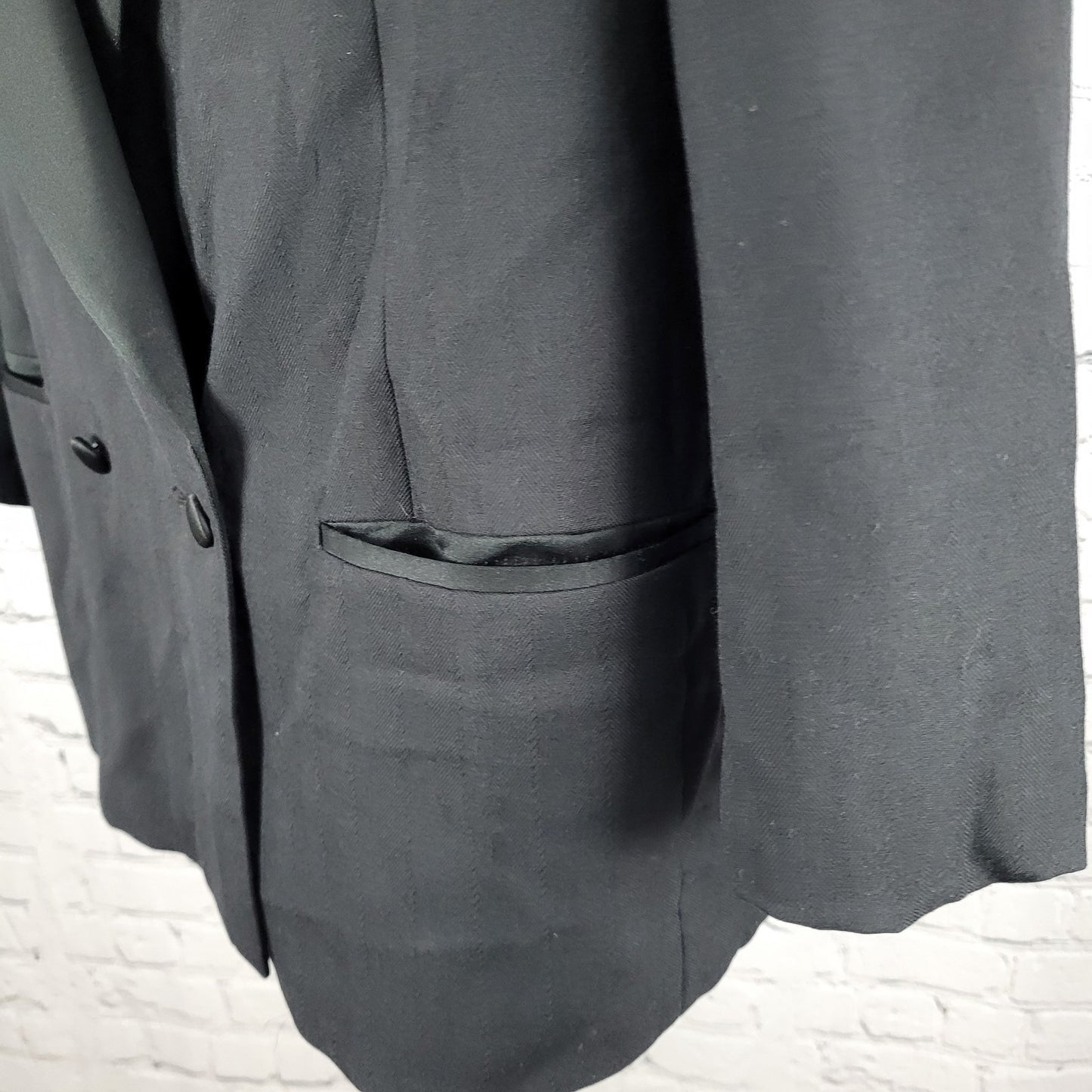 VTG Portfolio Perry Ellis Wool Double Breasted Tuxedo Jacket USA Made Size 40S