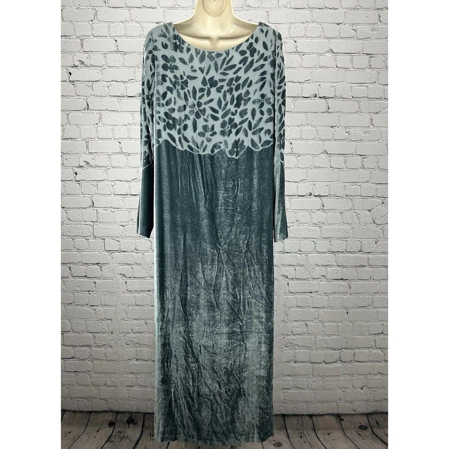 VTG David Dart Blue Silk Blend Floral Long Sleeve Shift Dress Size Medium M