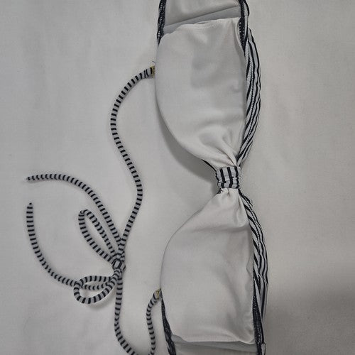 Victoria's Secret Black White Striped Knot Front Bandeau Bikini Top Size S
