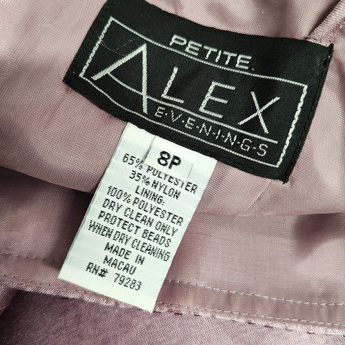 Alex Evenings Purple Strappy Beaded Pencil Formal Y2K Short Slip Dress Petite 8P