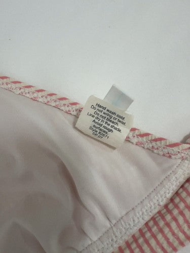 J Crew Pink White Striped Seersucker Halter Bikini Swim Top Size M