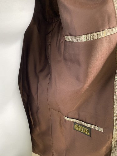 VTG Bilari Hand Tailored Brown Multicolor Fleck Overcheck Silk Jacket Blazer 42R