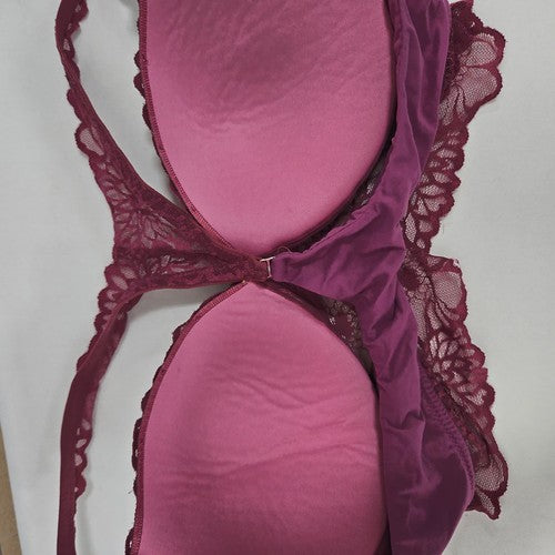 Victoria's Secret PINK Berry Floral Lace Wireless Racerback Push Up Bra Size L
