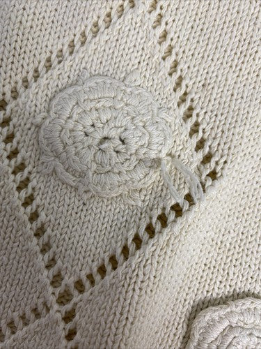 VTG By Design Essentials Ivory Pullover Oversized Cable Knit Sweater S