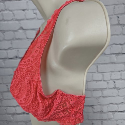 Intimately Free People Coral Sheer Lace Unlined Underwire Plunge Bra 34C
