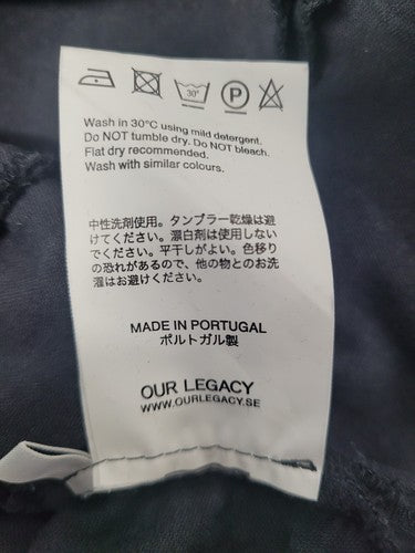 Our Legacy Black Velo Trouser Washed Black Moleskin Ankle Pans Size US S (27x30)