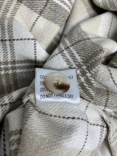 NWT THATSSOFETCH Beige Brown Plaid Denver Flannel Button Up Long Sleeve Shirt 6