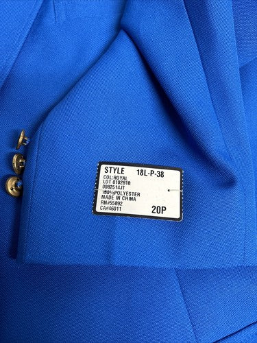 NWT Maxwell Park Blazers Women’s Royal Blue Two Button Blazer Jacket Size 20P