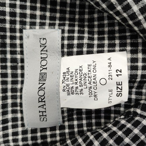 VTG Sharon Young Black White Checkered Contoured Blazer Women's Size 12
