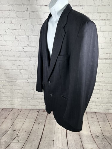 VTG Mark Shale Navy Blue Striped Two Button Jacket Blazer Men’s 46R *defects