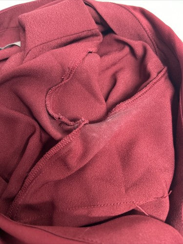Elizabeth & Clarke Red 100% Unstainable Vegan Silk Long Sleeve Button Up 6