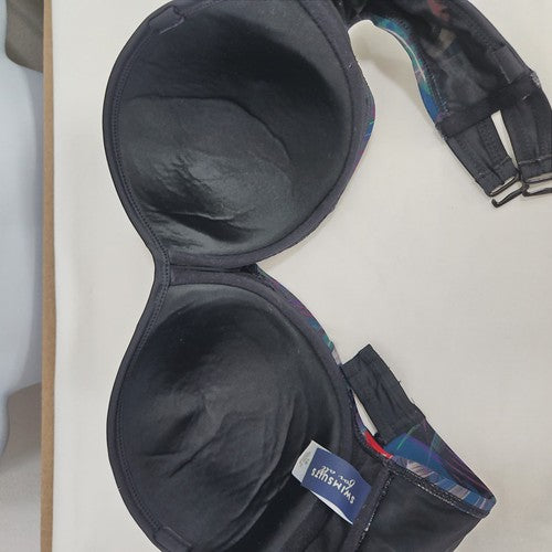 Swimsuits For All Blue Tropical Print Underwire Bandeau Bikini Swim Top 18