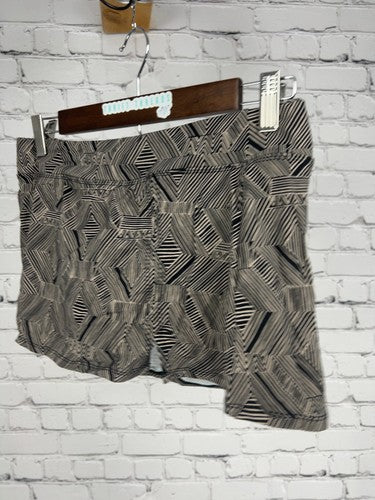 Garnet Hill Black Tan Geometric Print Attached Brief Lined Swim Skirt 2